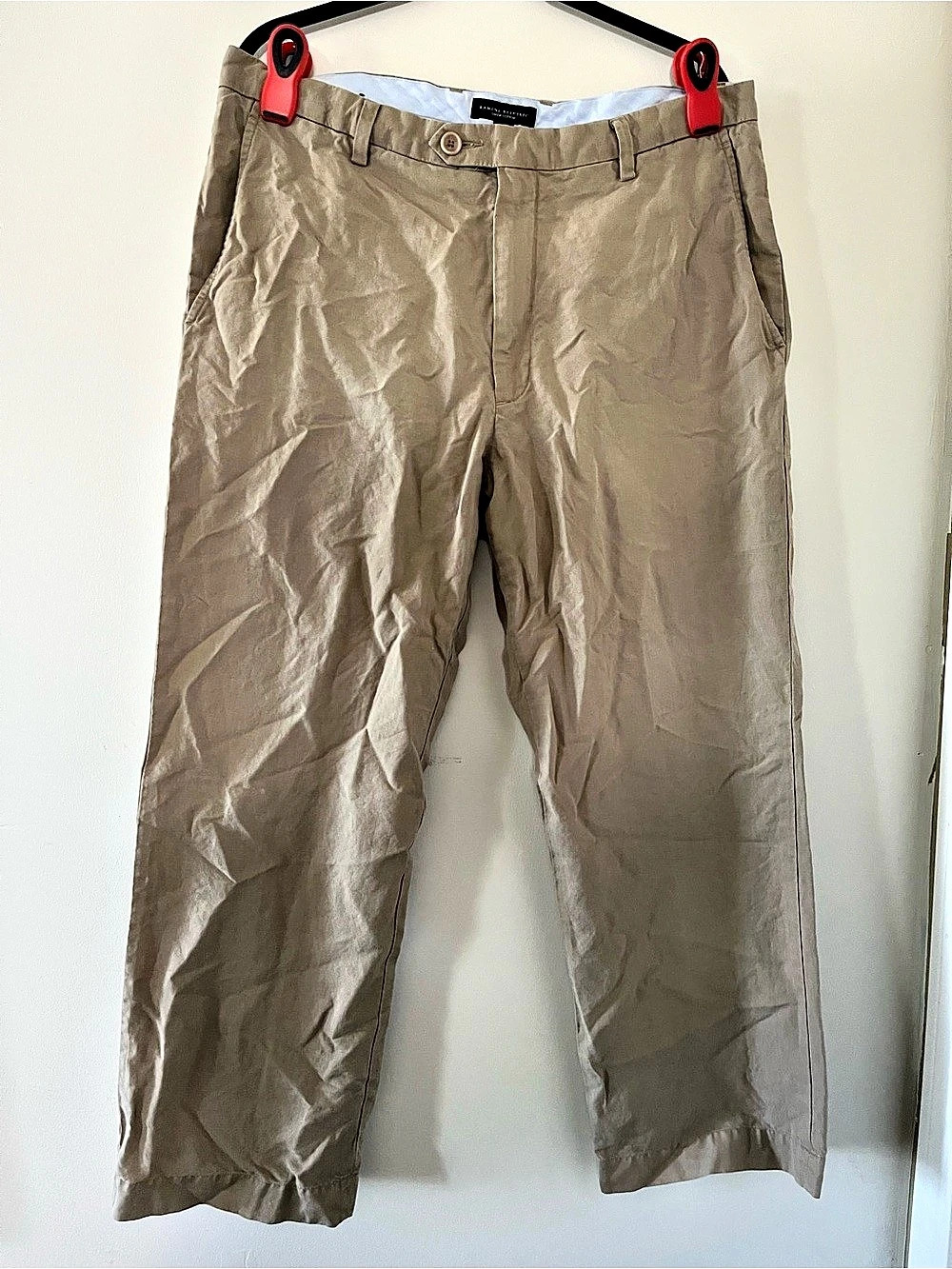 Vintage Banana Republic Tan Linen Blend Trouser Pants 38 X 30 Preppy Euro Summer